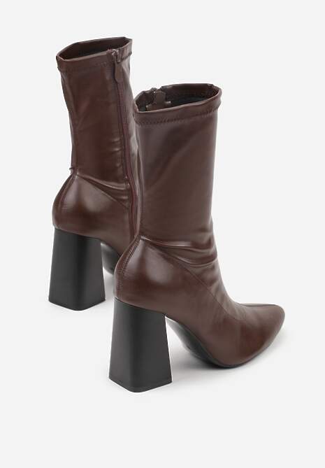 Brązowe Przylegające Botki Vices na Słupkowym Obcasie Nevitte