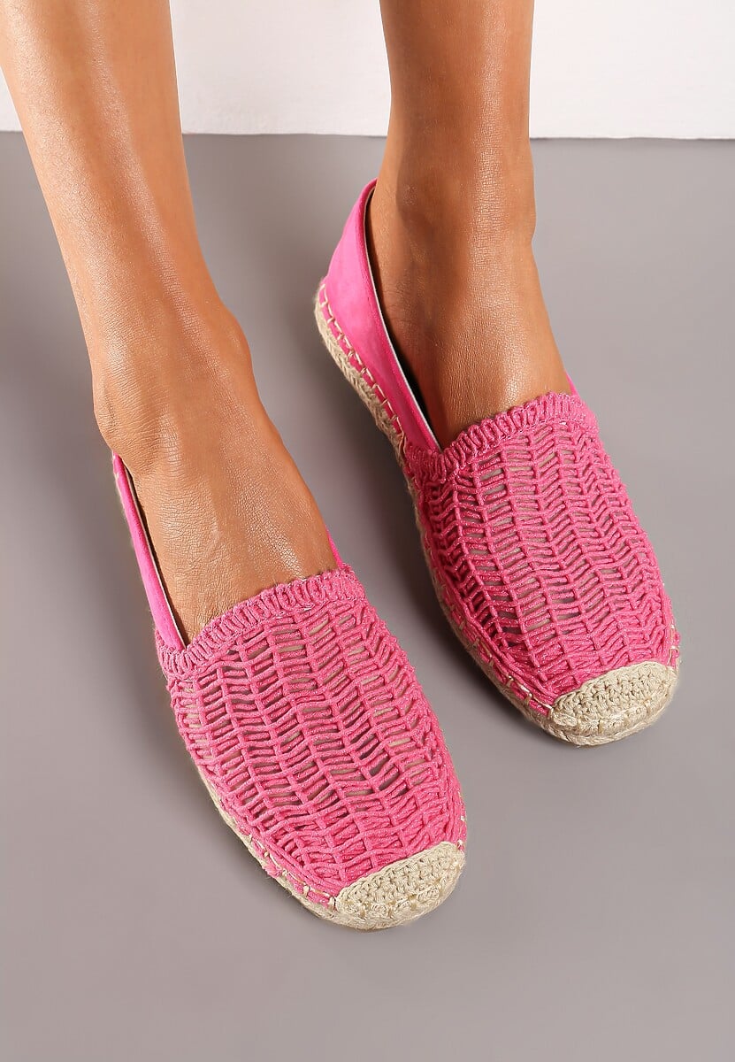 Fuksjowe Płaskie Espadryle z Ekozamszu Ozdobione Jutą Lemiala