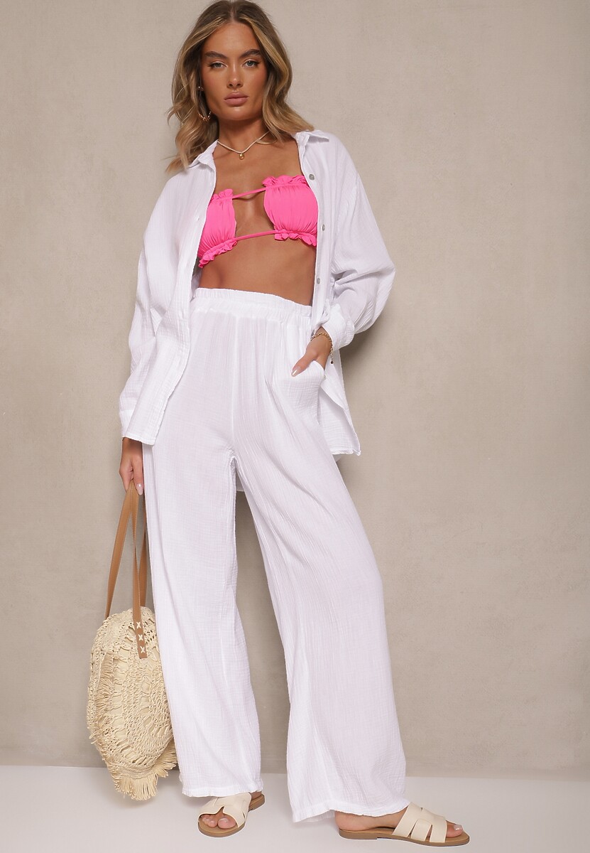 Czarny Bawełniany Komplet Spodnie o Szerokim Kroju i Koszula Sarazira