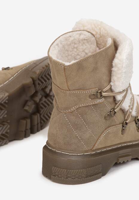 Ciemnobeżowe Traperki z Futrzanym Językiem Florica