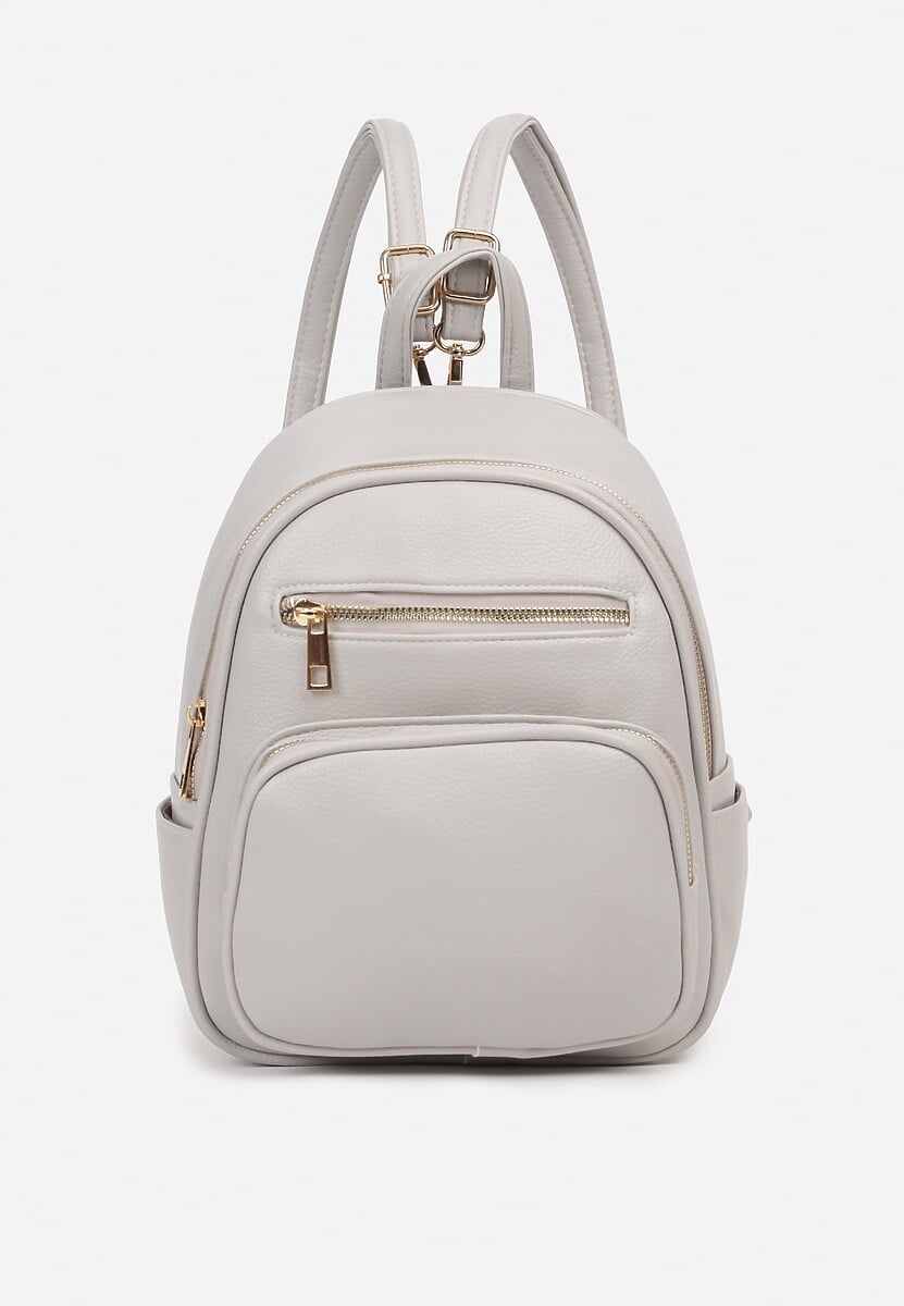 Jasnoszary Plecak Ozdobiony Suwakami z Odpinanymi Paskami z Regulacją Nelmira