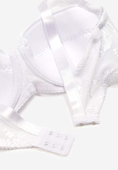 Biały Full Cup Biustonosz z Koronką Vikonie