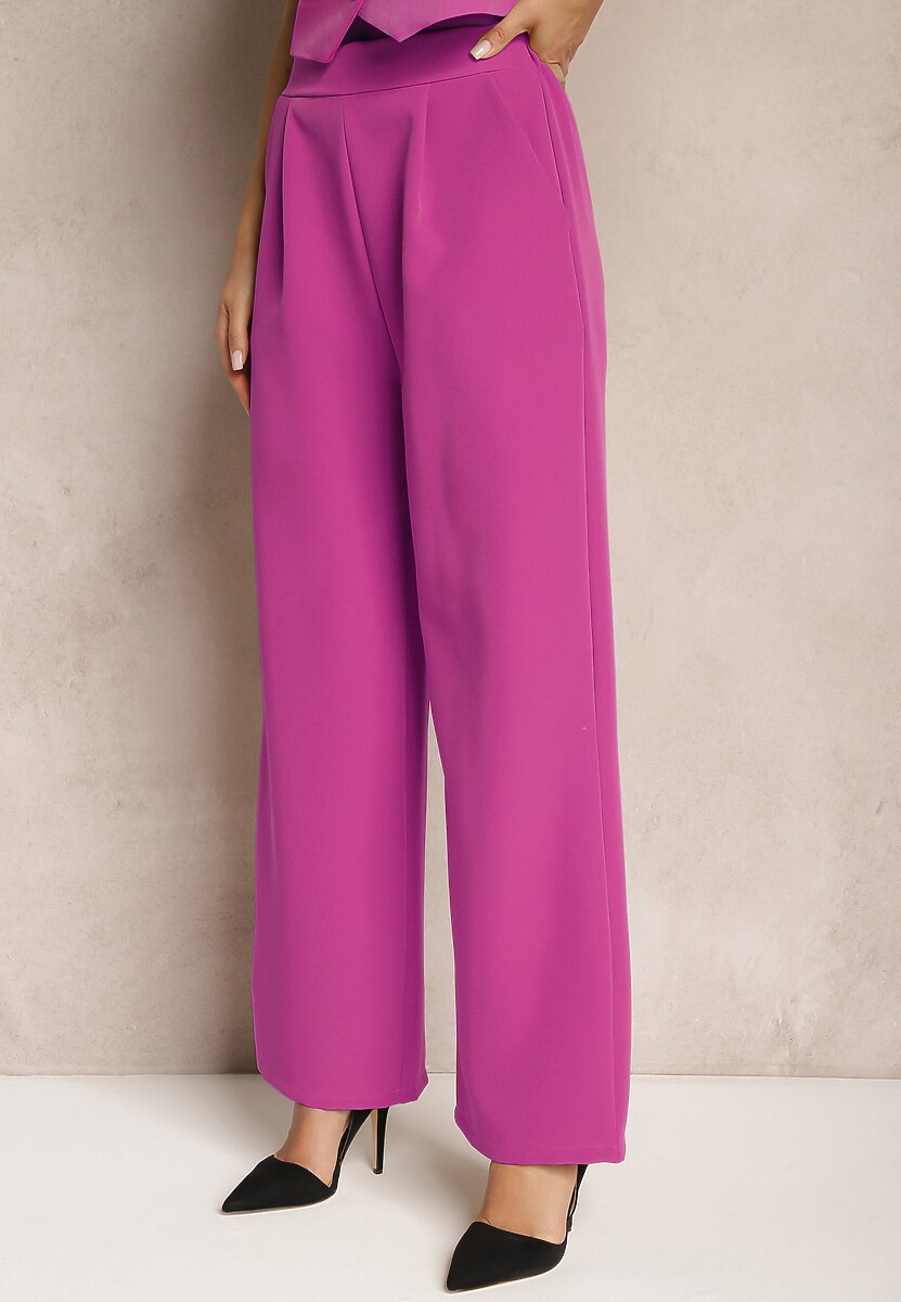 Fioletowe Szerokie Spodnie w Eleganckim Stylu Hanessame