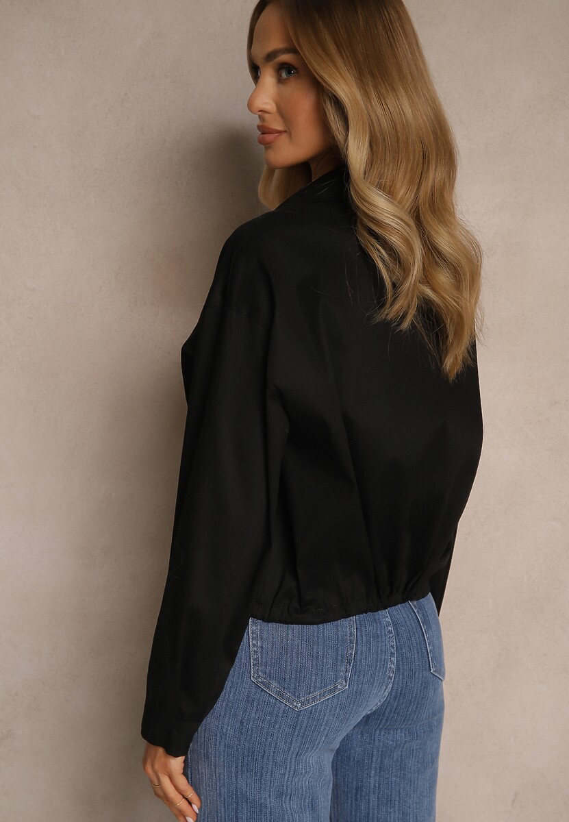 Czarna Koszula z Bawełny z Wiązaniem Calmio