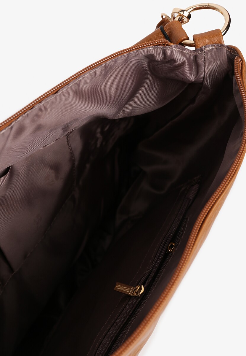 Ciemnobrązowa Torebka Klasyczna Torebka z Ozdobnym Suwakiem i Paskiem Nerelith