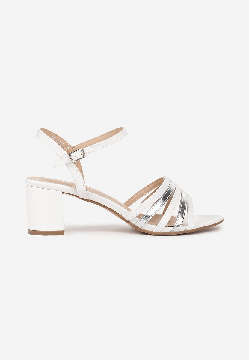 Białe Sandały na Słupku Dodyn