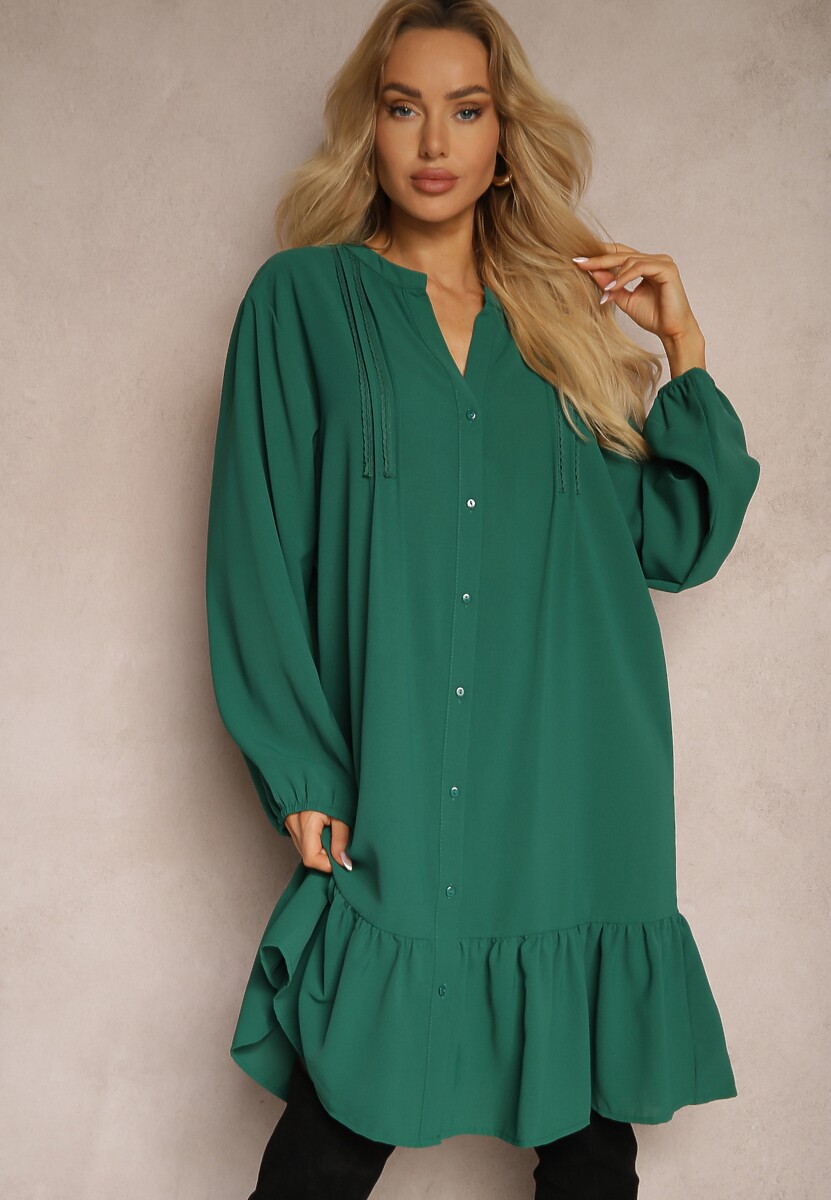 Ciemnozielona Koszulowa Sukienka Mini Galdra