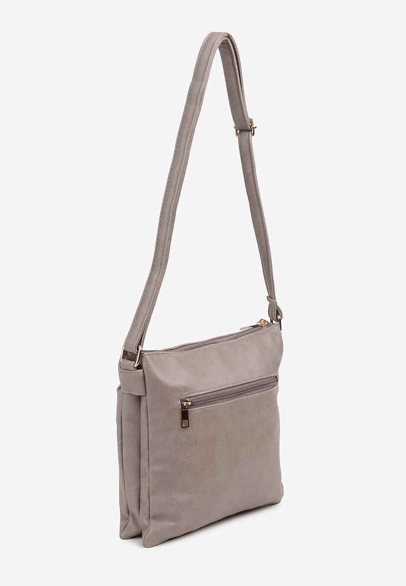 Szara Torebka Mała Kwadratowa z Suwakami na Pasku Liandriah