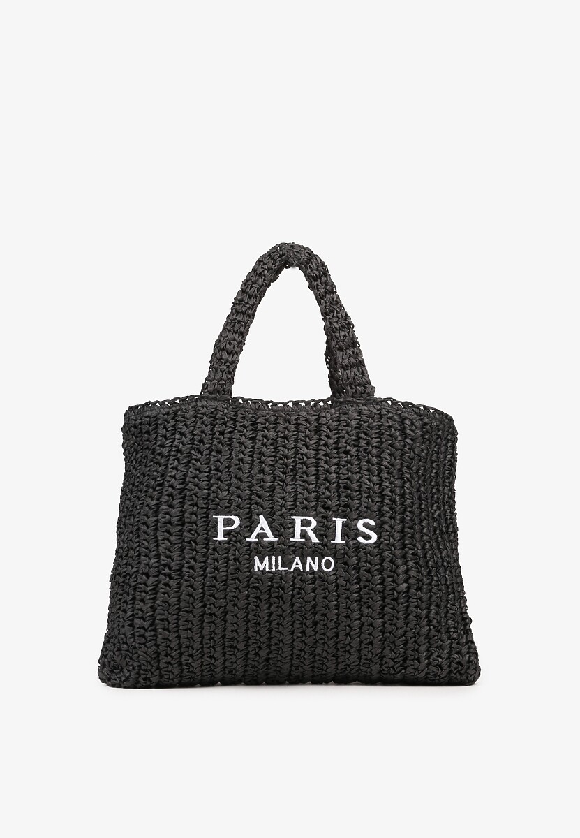 Czarna Torebka Typu Shopper Ozdobiona Plecionką Zenauri