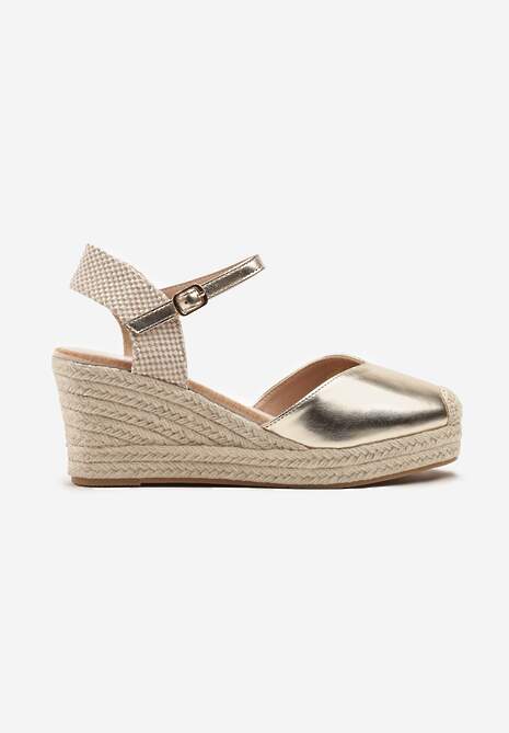 Złote Sandały na Plecionym Koturnie Odivale