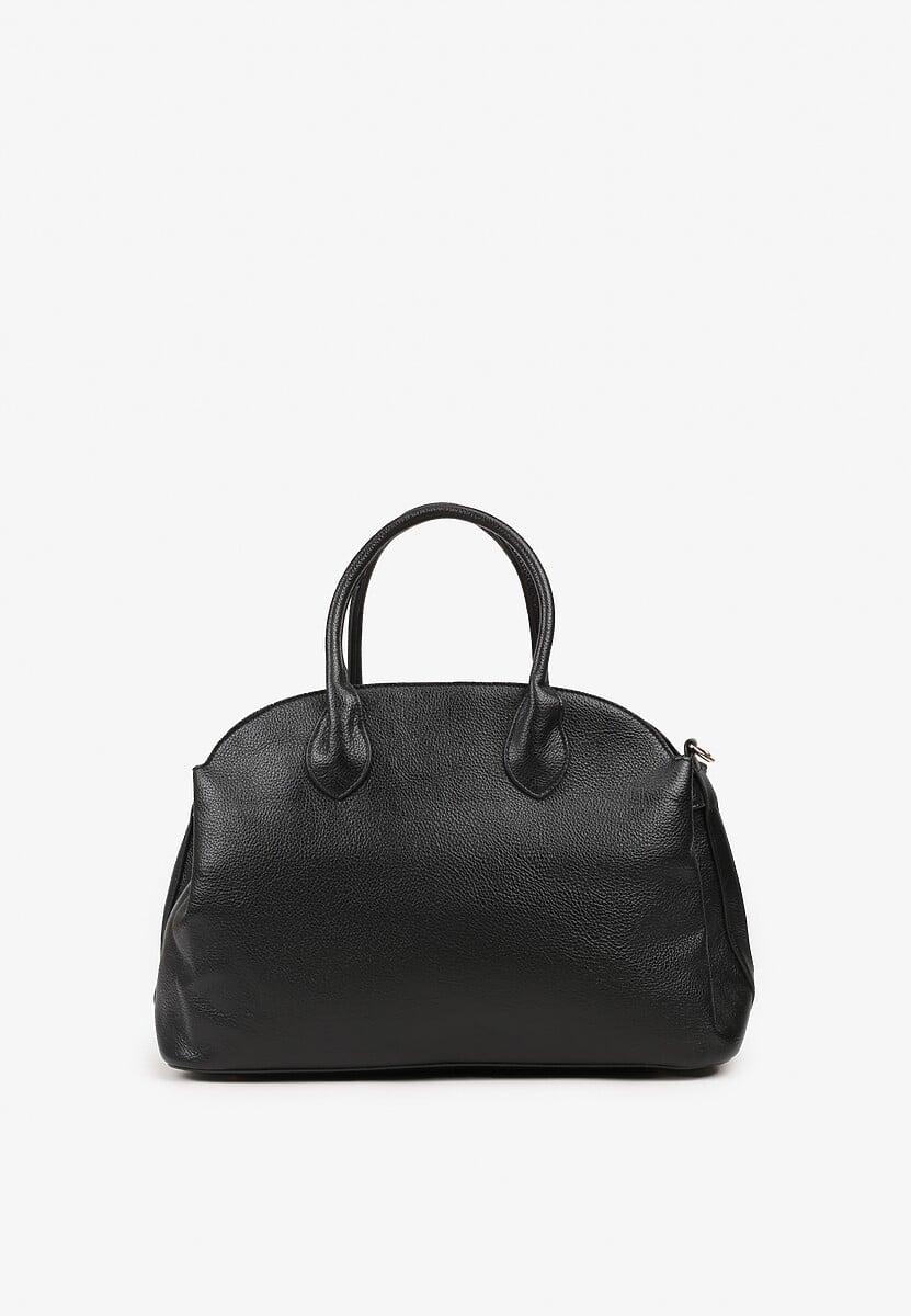 Czarna Torebka Shopperka na Ramię z Paskiem Arovire