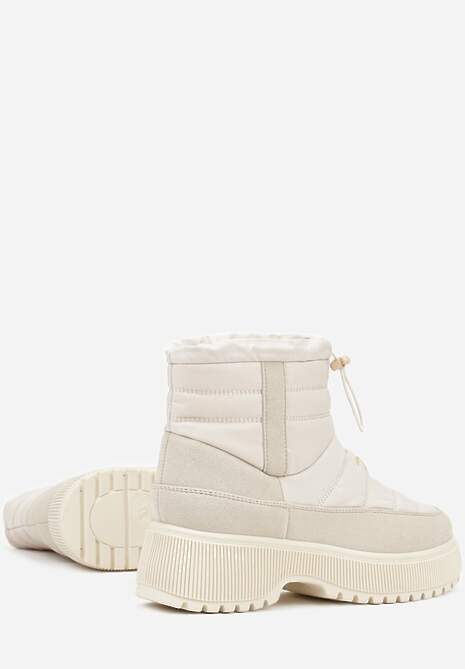 Beżowe Pikowane Śniegowce ze Ściągaczem Monivella