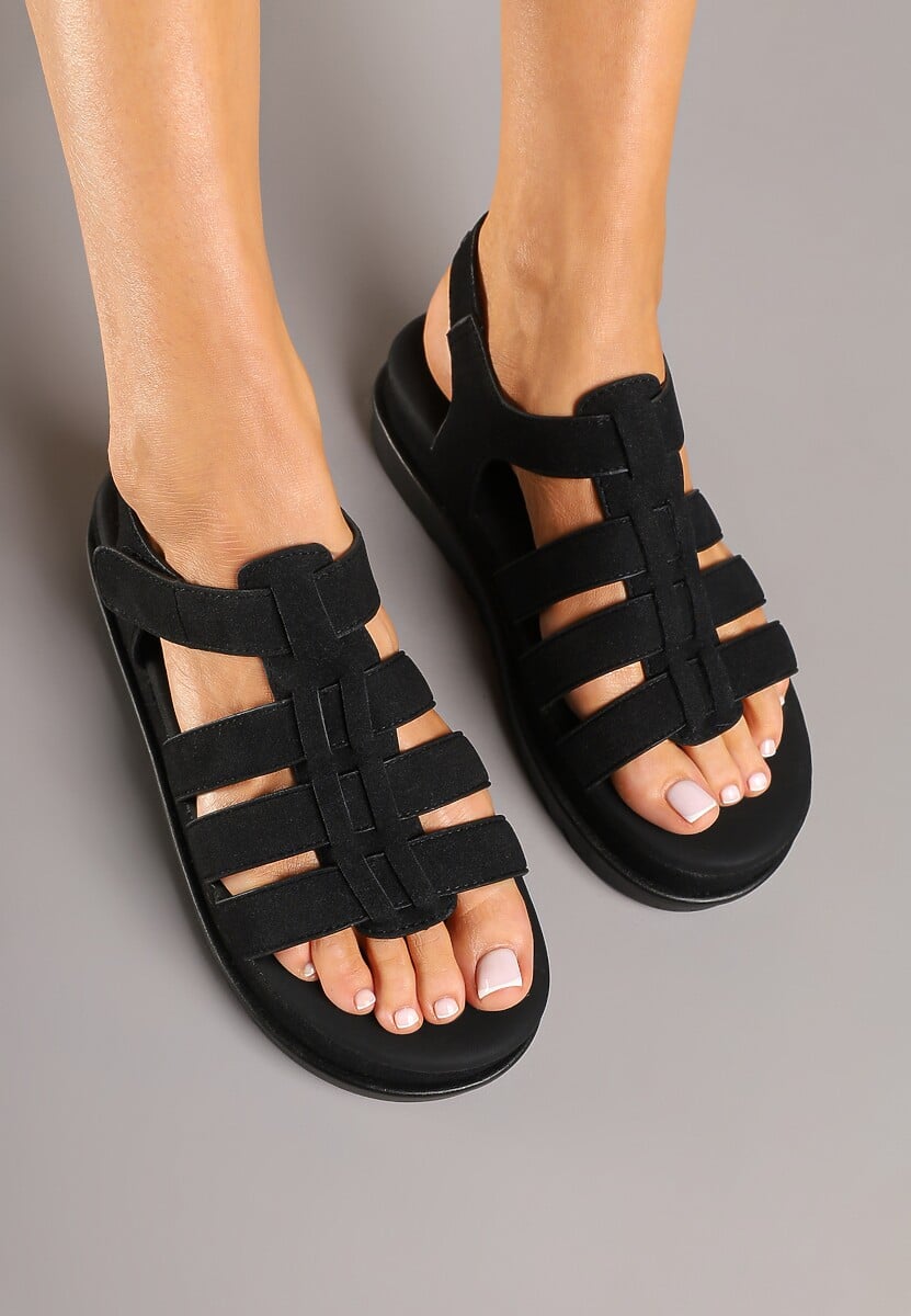 Czarne Sandały w Stylu Gladiatorek na Rzep Sorenevia