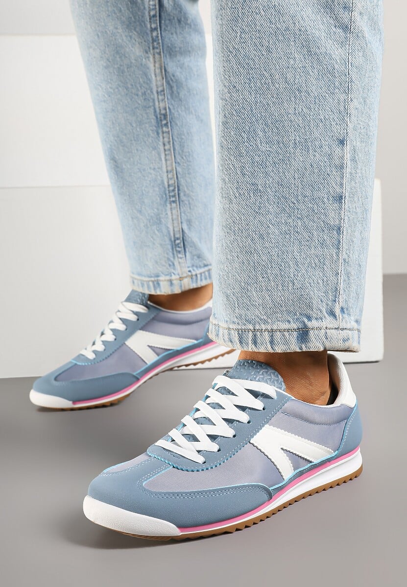 Niebieskie Sneakersy Ozdobione Geometrycznym Motywem Clevandra