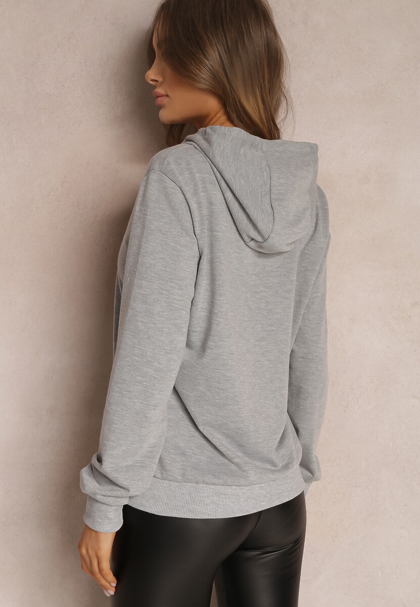 Szara Bluza z Kapturem Lemine