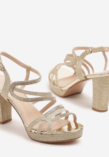 Złote Cyrkoniowe Sandały na Słupku Lisaviana