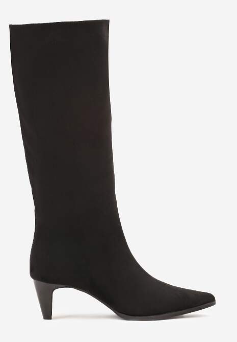 Czarne Kozaki na Obcasie Typu Stożek Nalimea