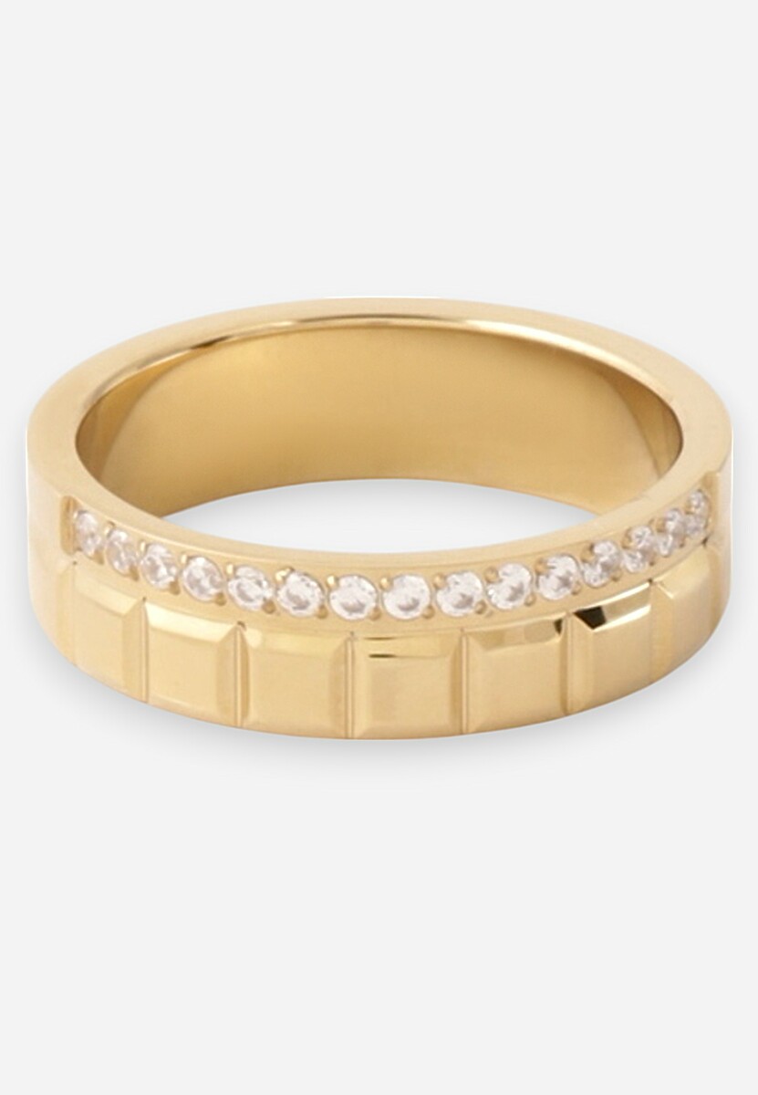 Złoty Tłoczony Pierścionek Ozdobiony Cyrkoniami Irriene