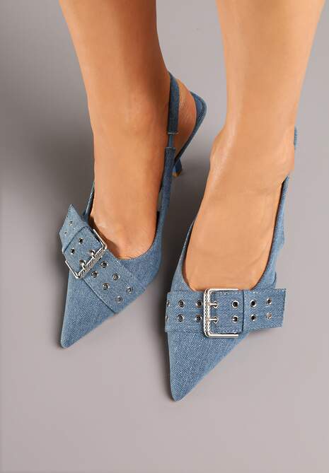 Niebieskie Sandały na Szpilce Vices Ozdobione Klamrą Kolitea