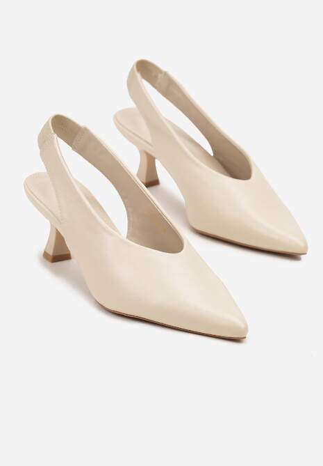 Beżowe Czółenka Sandały Vices na Kaczuszce Typu Slingback Liluriela