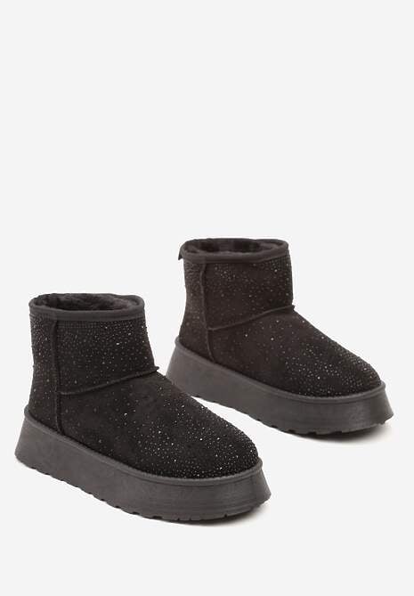 Czarne Płaskie Śniegowce z Ociepleniem Cyrkoniami i Przeszyciami Tamivea