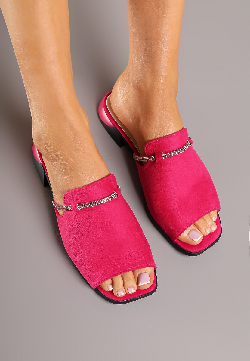 Fuksjowe Klapki Vices z Cyrkoniami Tilindrea