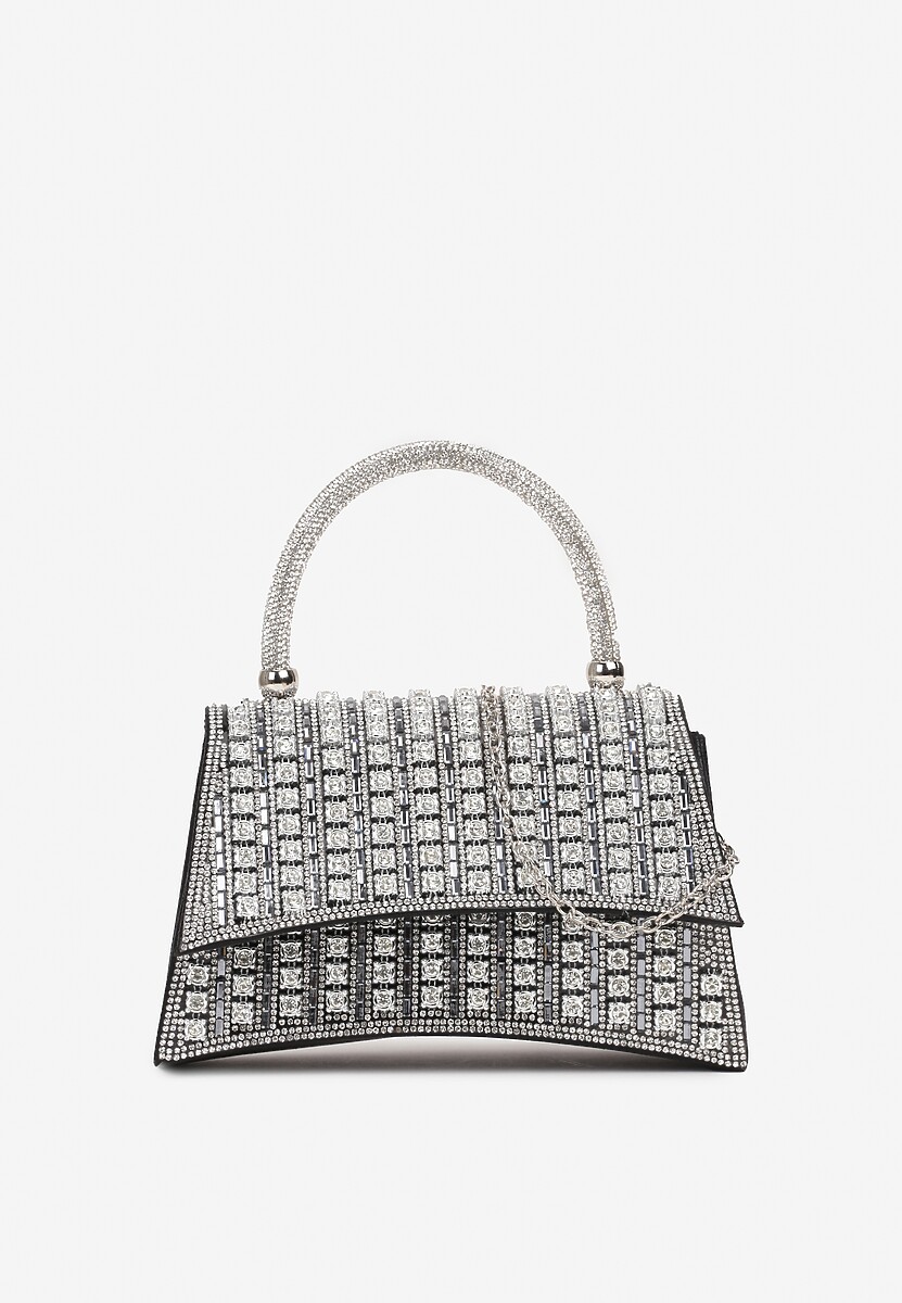 Czarna Cyrkoniowa Torebka w Koktajlowym Stylu z Rączką i Łańcuszkiem na Ramię Yolatia