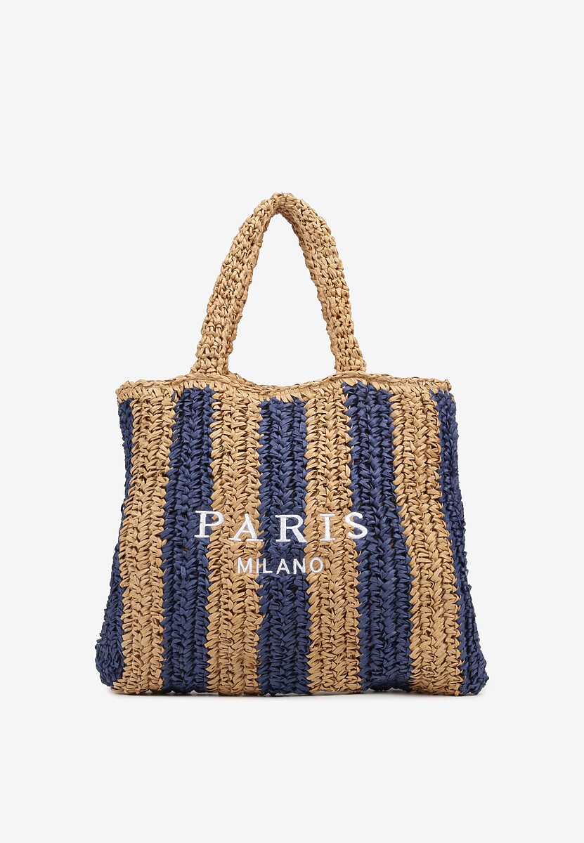 Niebieska Plażowa Torebka Shopperka Ozdobiona Napisem Navale