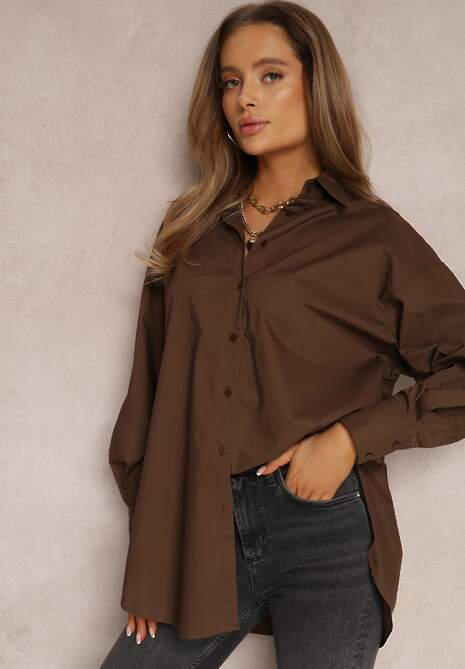 Ciemnobrązowa Koszula Bawełniana Aquida