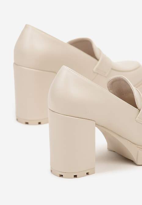 Beżowe Czółenka na Słupkowym Obcasie Rivasola