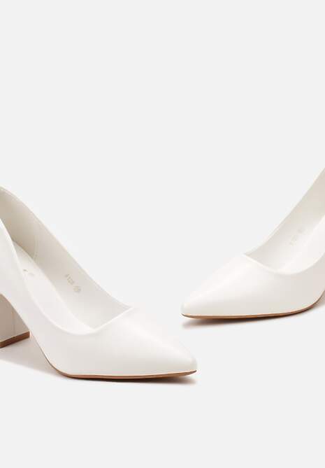 Białe Czółenka z Noskiem w Szpic na Klasycznym Słupku Shafirrte