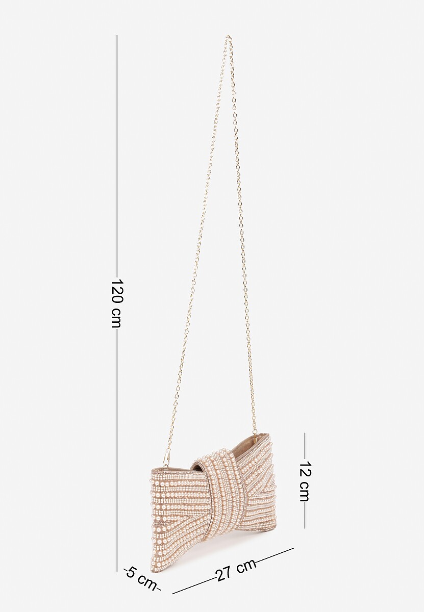 Szampańska Wieczorowa Torebka Vices w Kształcie Kokardy z Odpinanym Łańcuszkiem Istte
