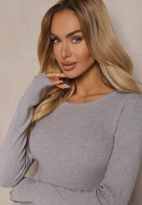 Szary Sweter z Wiskozą i Modalem w Klasycznym Stylu Nalissea