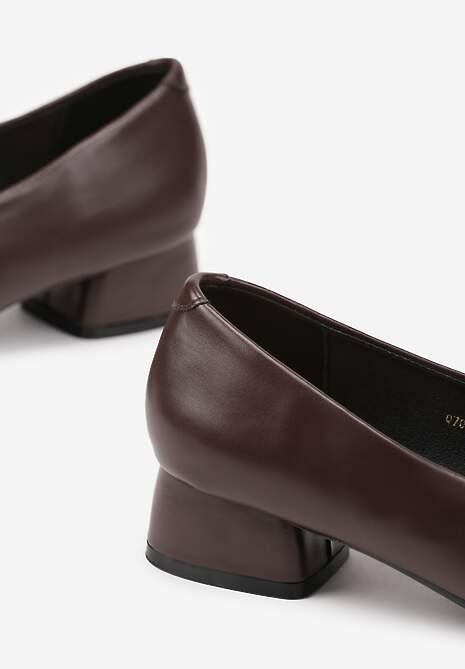 Brązowe Czółenka na Słupku Vices ze Skórzaną Wkładką Alinire