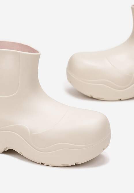 Beżowe Kalosze Gumowe na Grubej Podeszwie Lowen