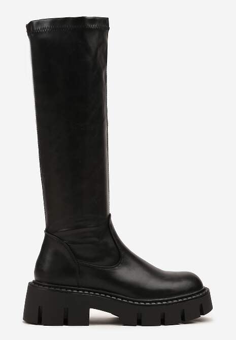 Czarne Kozaki Vices na Platformie w Stylu Grunge Endie