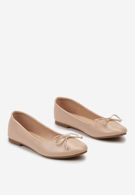 Beżowe Klasyczne Balerinki z Subtelną Kokardką Fanvia