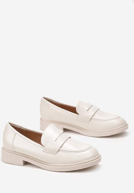 Beżowe Mokasyny Klasyczne z Przeszyciami Mariola