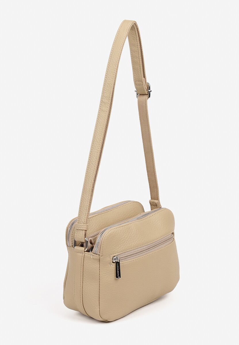 Beżowa Torebka Ozdobiona Metaliczną Aplikacją Tanarata