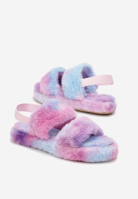 Fioletowe Kapcie z Futerka z Elastycznym Paskiem Podtrzymującym Piętę Arexis