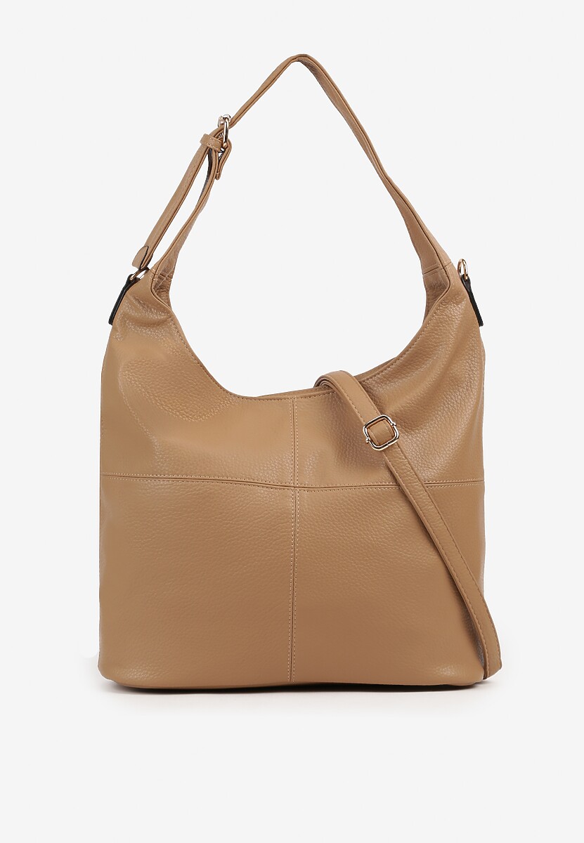 Ciemnobeżowa  Torebka Typu Hobo z Dołączonym Regulowanym Paskiem Senawin