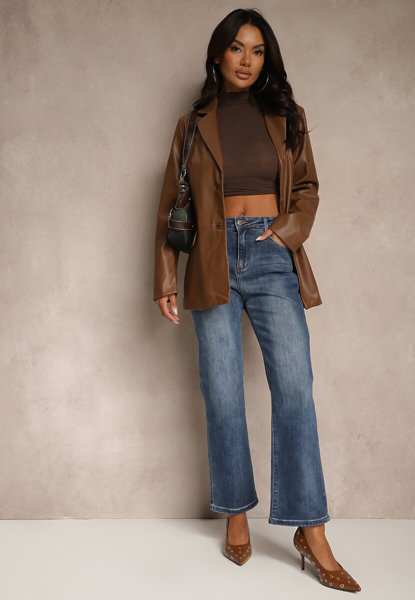 Niebieskie Proste Jeansy Regular Waist Fesalira