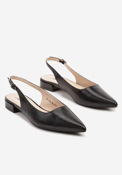 Czarne Sandały Typu Slingback ze Szpiczastym Noskiem Pilliane