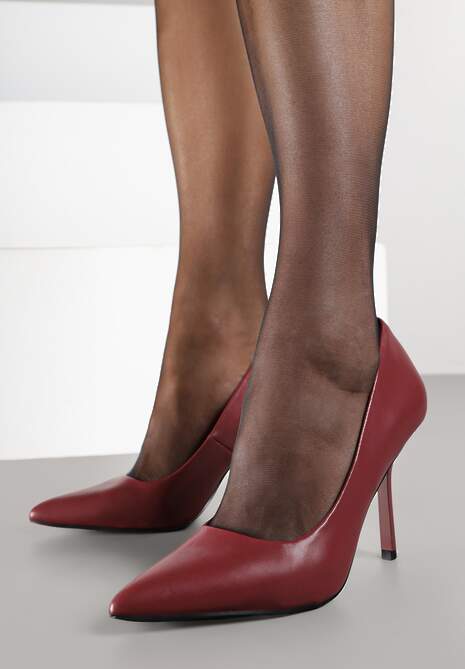 Bordowe Szpilki Vices z Wkładką ze Skóry Naturalnej Mivika