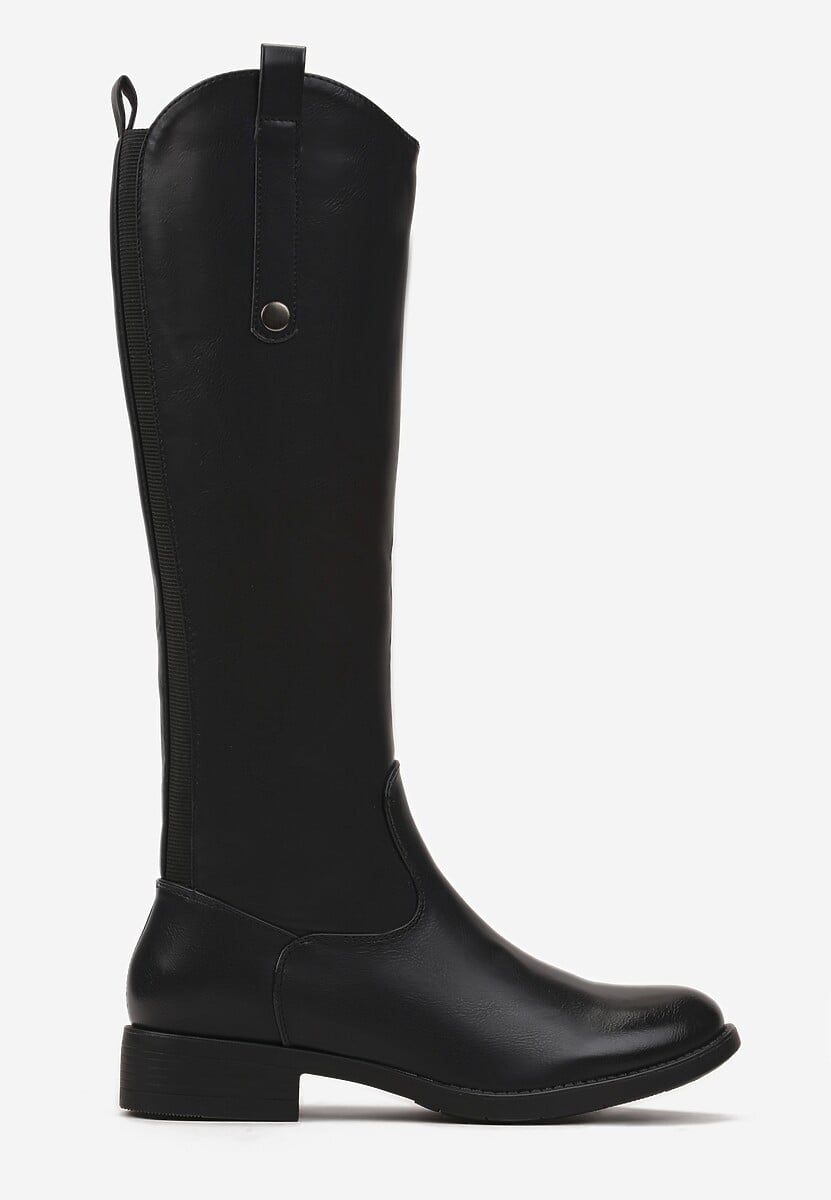 Czarne Kozaki Muszkieterki przed Kolano Budrey