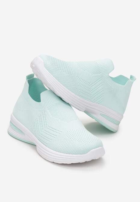 Zielone Wsuwane Buty Sportowe na Płaskiej Podeszwie Sheina