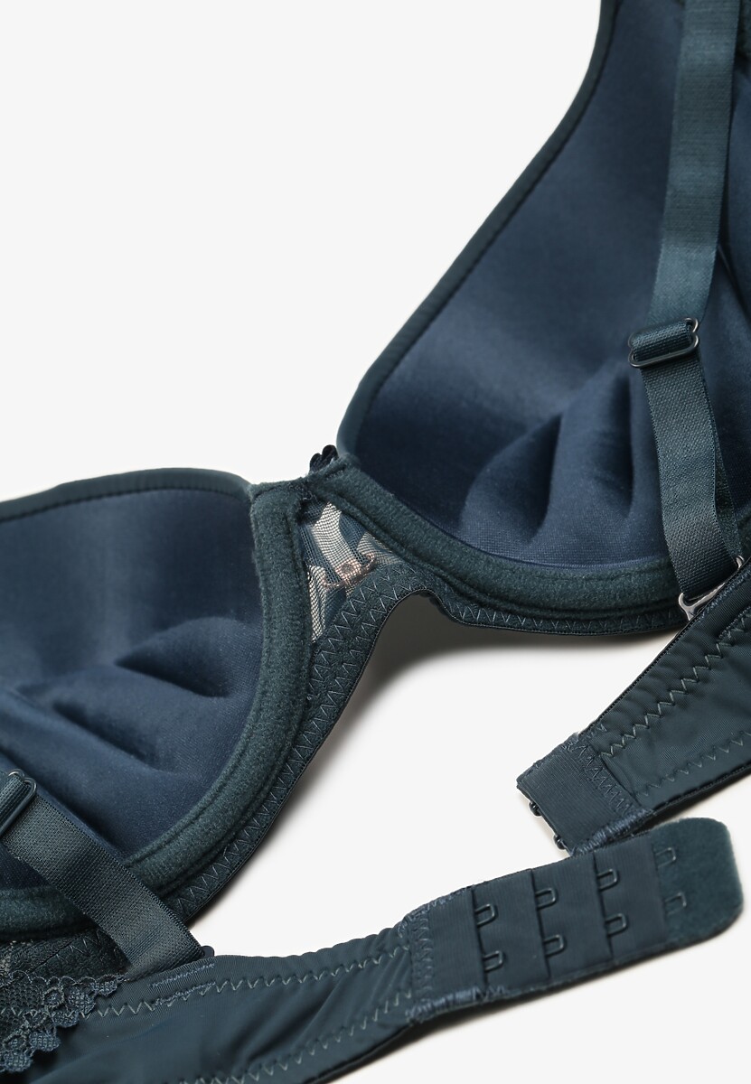 Ciemnozielony Biustonosz Push-Up z Gładkim Wykończeniem Sanelis