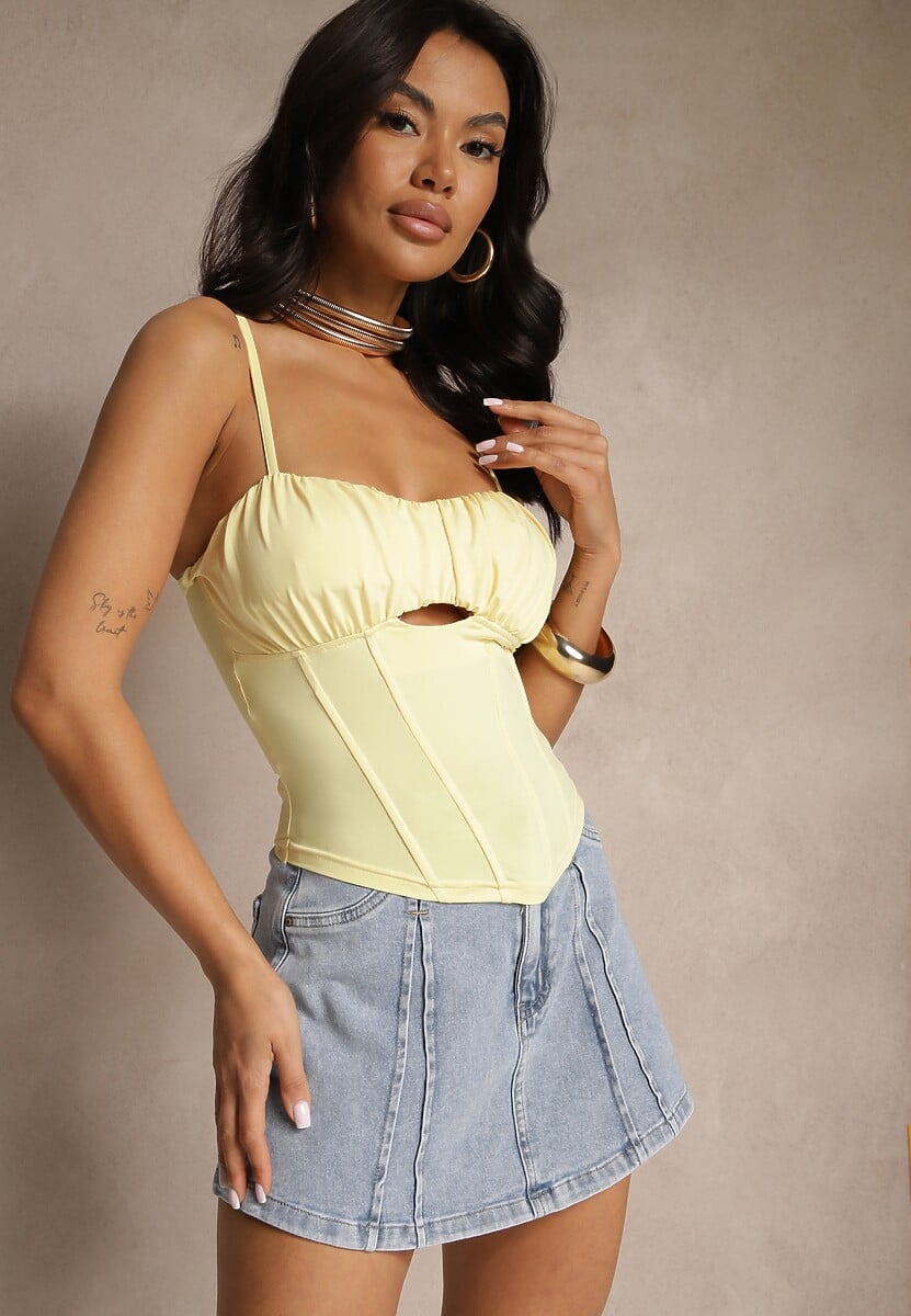 Jasnoniebieski Top Gorsetowy z Wiskozą i Usztywnionymi Miseczkami Eviness