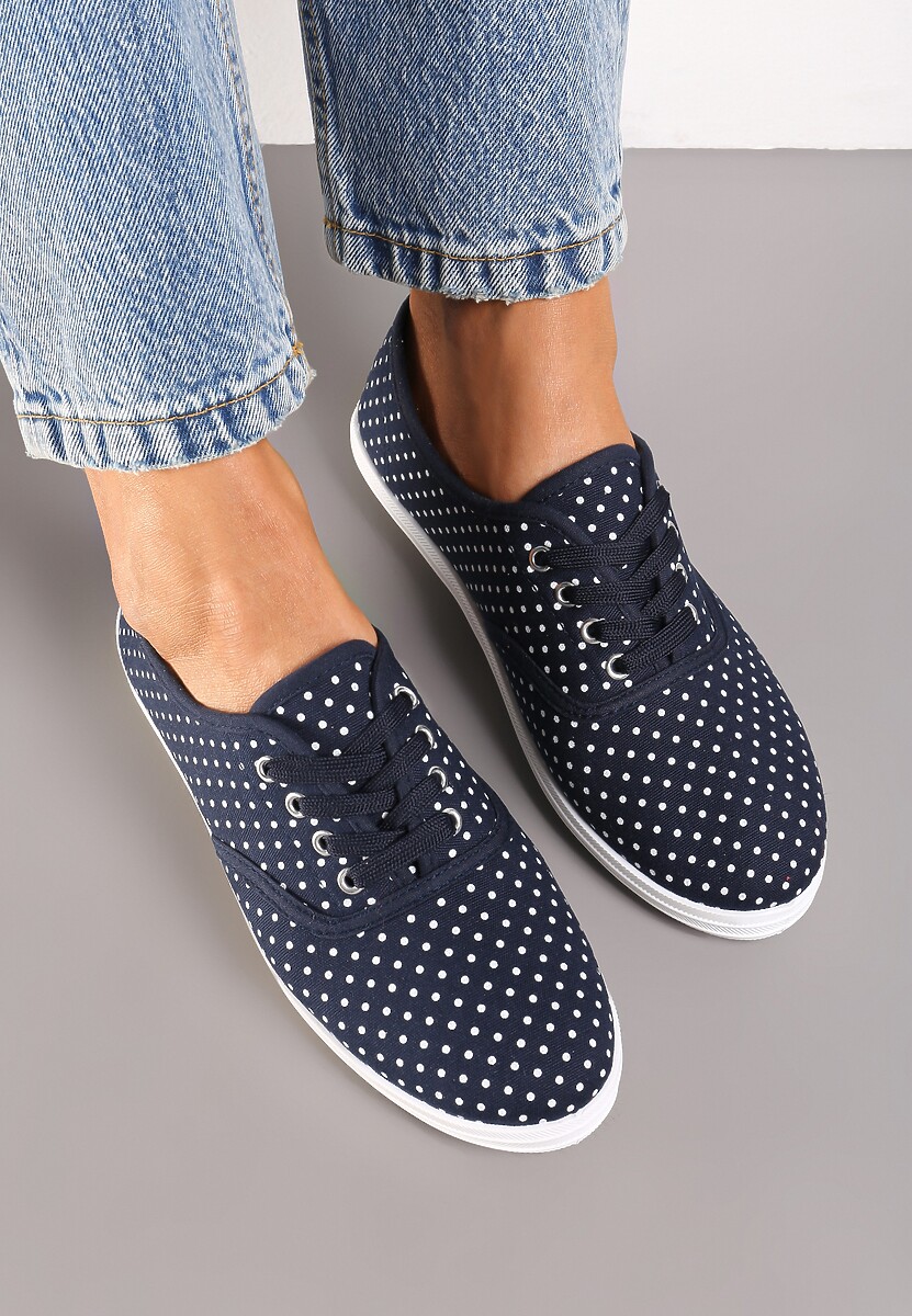 Granatowe Tenisówki przed Kostkę w Kropki Porenia