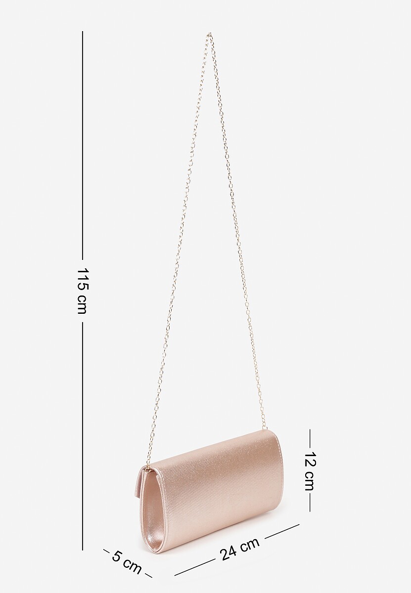 Szampańska Torebka Kopertówka z Ozdobną Aplikacją i Dodatkowym Łańcuszkiem Idanella